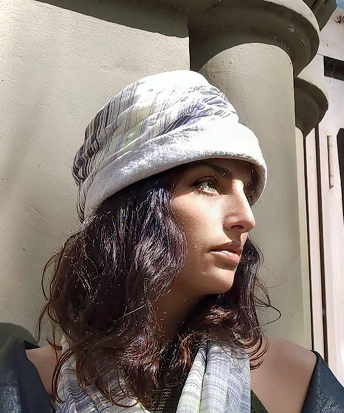 Ana Cloche Hat Style - Linen in Bone with Spring Linen (One Med Left!)