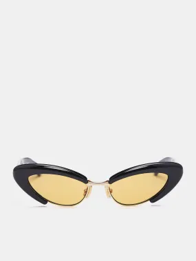 Angle Cat Eye Sunglasses (821457V2Q30-1004-BLACK-YELLOW)
