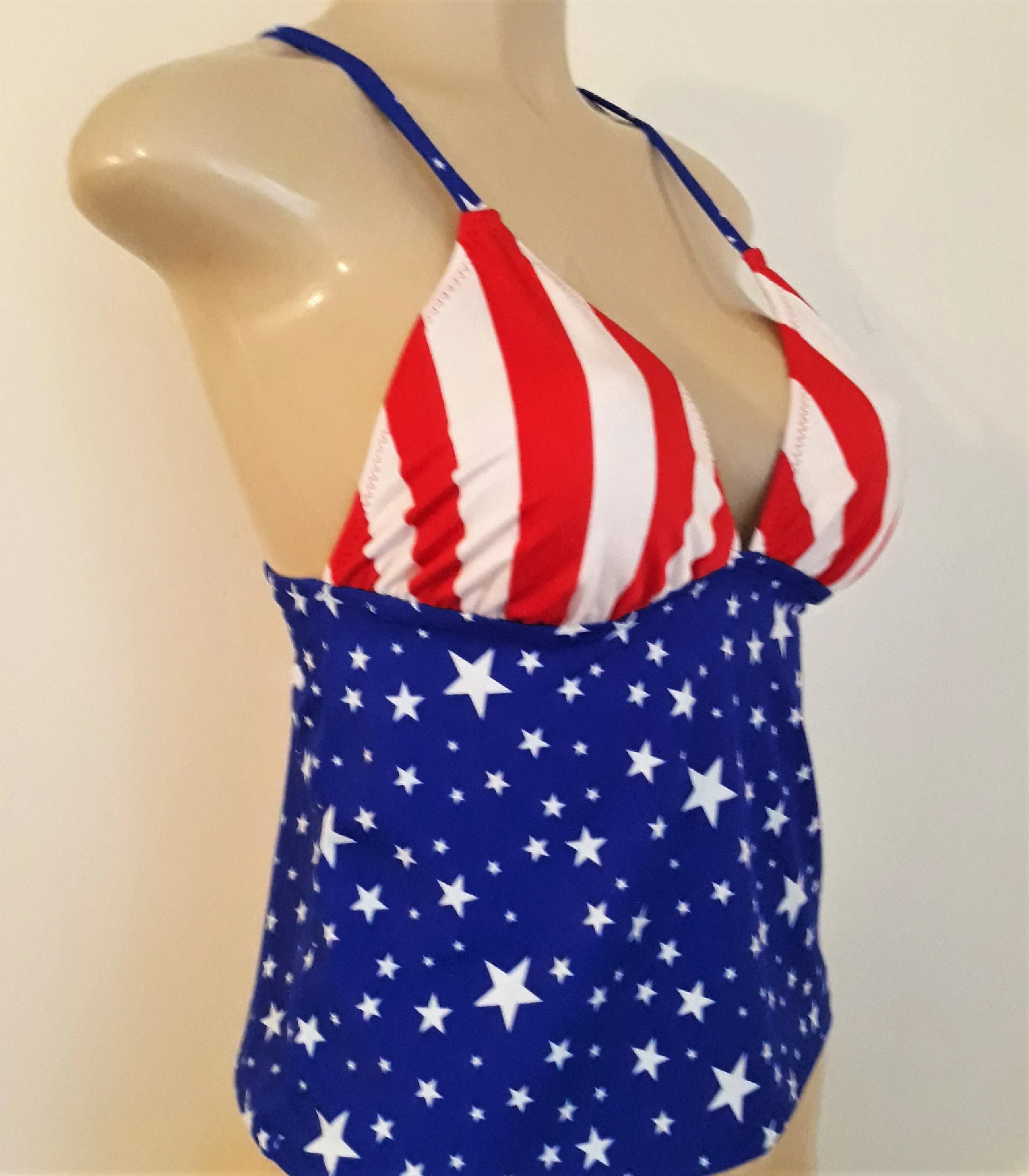 Apron Back Tankini for Women Open Crossover Back Swimsuit Tops