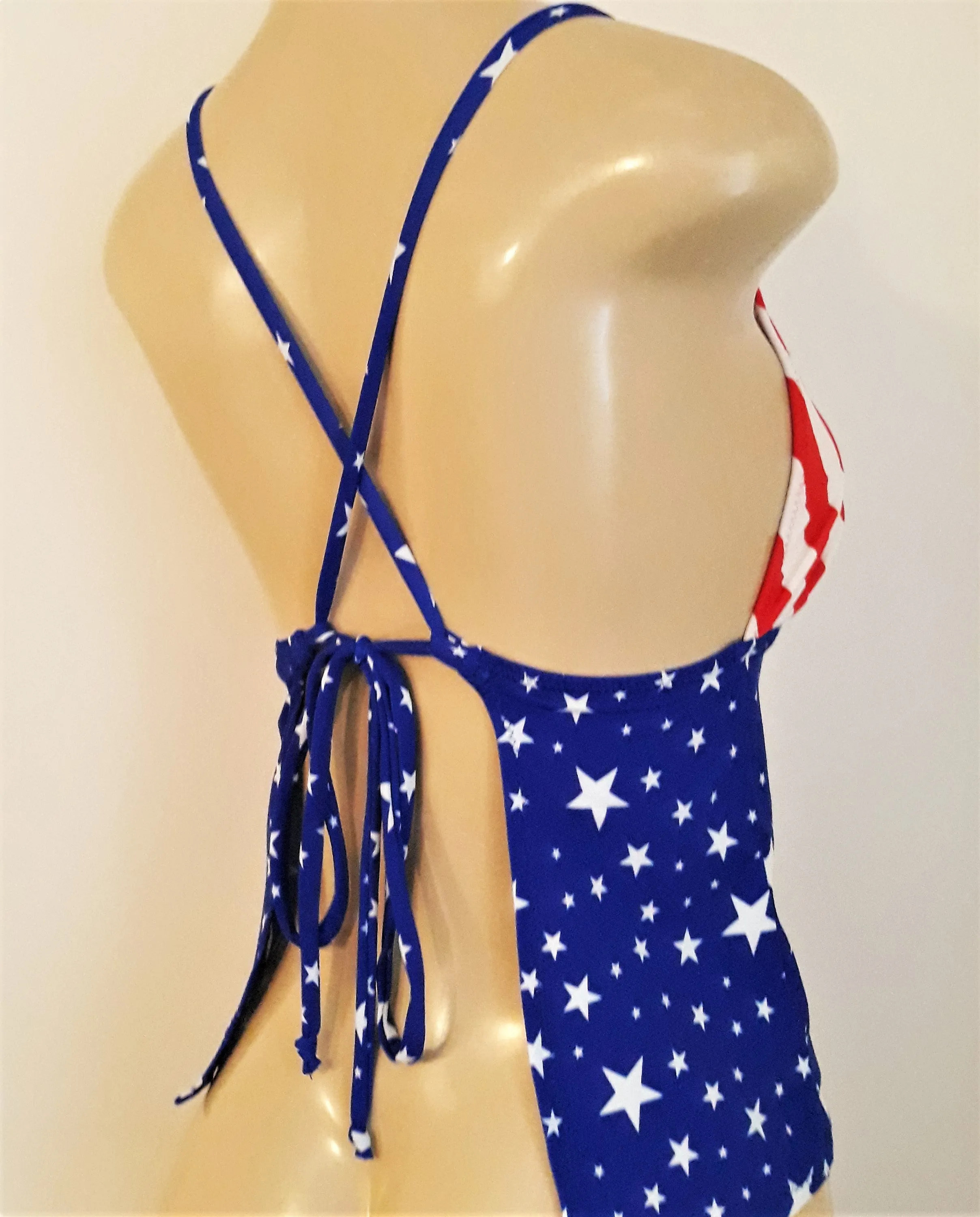 Apron Back Tankini for Women Open Crossover Back Swimsuit Tops
