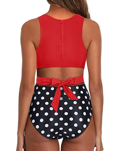 Attractive Silhouette Tummy Control Cutout Monokini-Red Dot