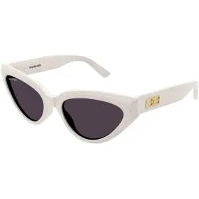 Balenciaga Women's Sunglasses - White Acetate Cat Eye Frame Grey Lens | BB0270S 003