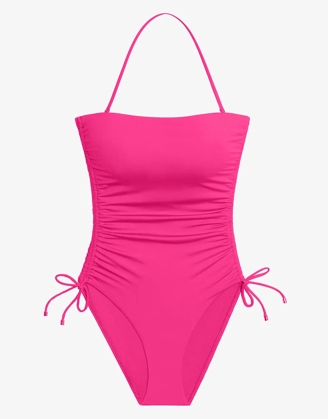 Beach Club Solids Ruched Strapless Swimsuit - Passionfruit