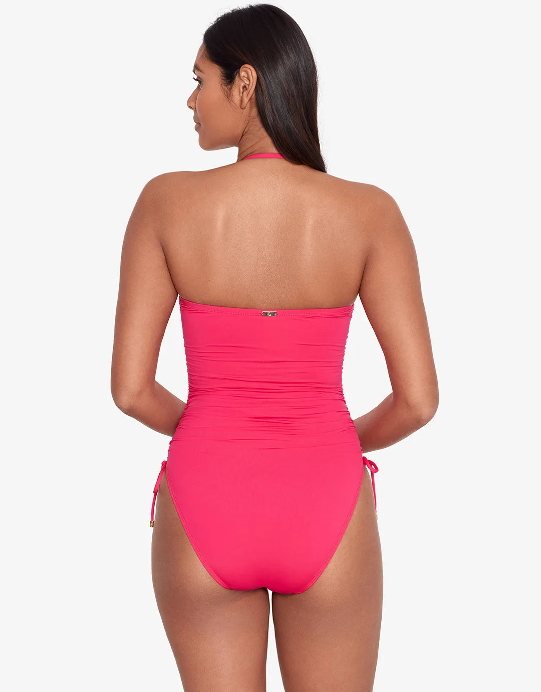 Beach Club Solids Ruched Strapless Swimsuit - Passionfruit