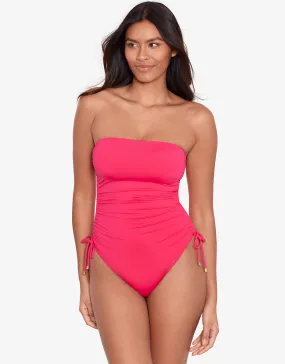 Beach Club Solids Ruched Strapless Swimsuit - Passionfruit