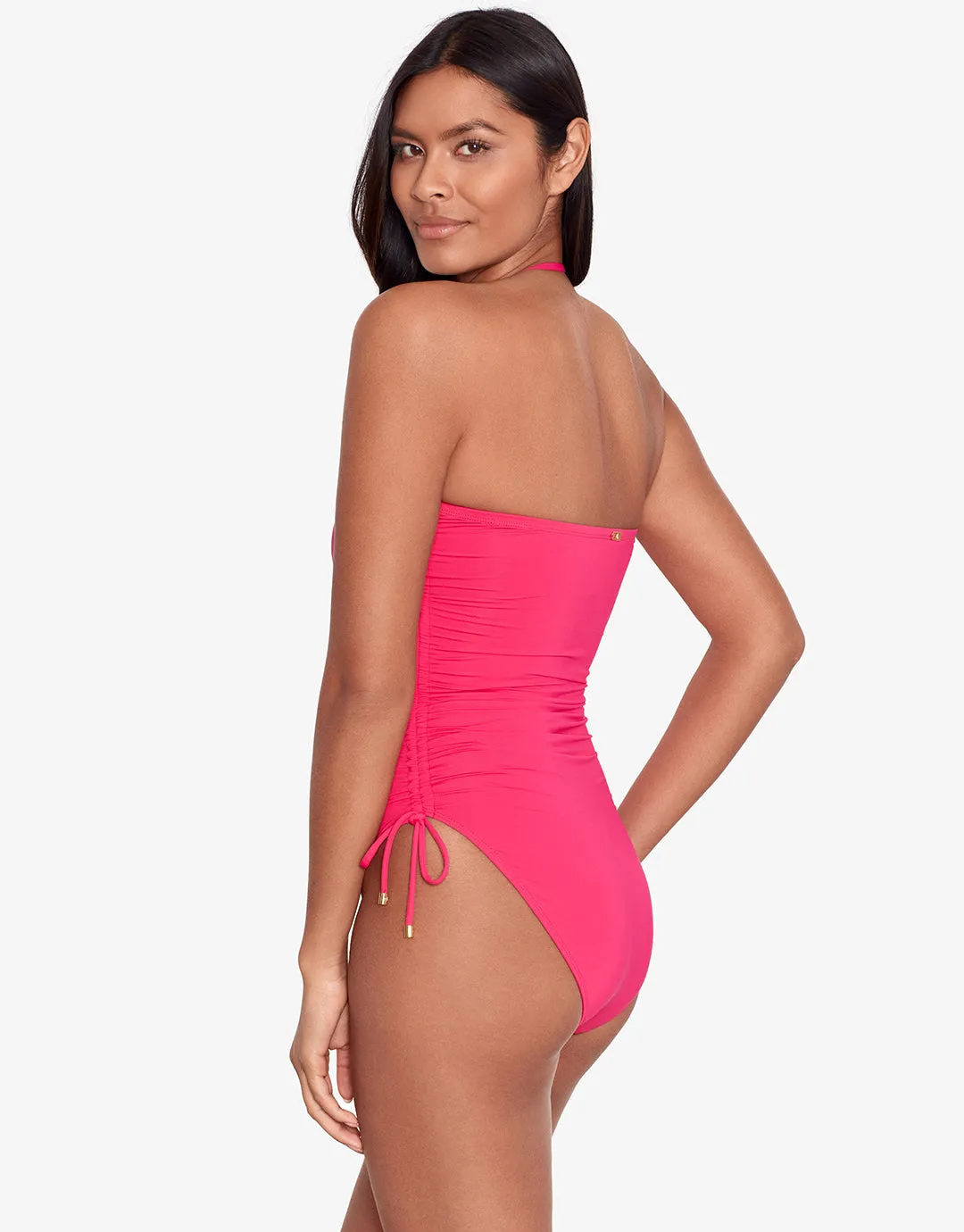 Beach Club Solids Ruched Strapless Swimsuit - Passionfruit