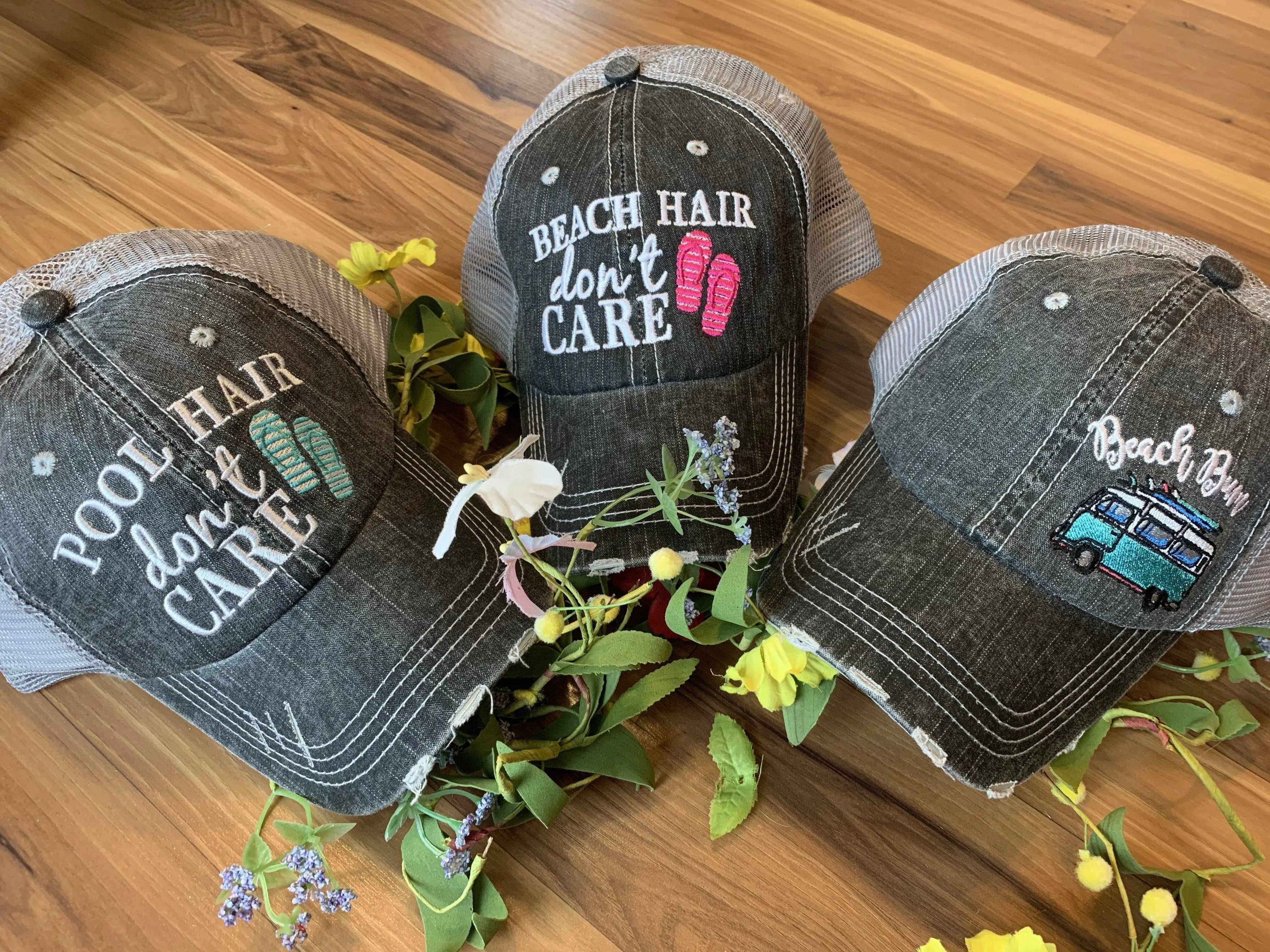Beach hats BEACH BUM Embroidered trucker caps