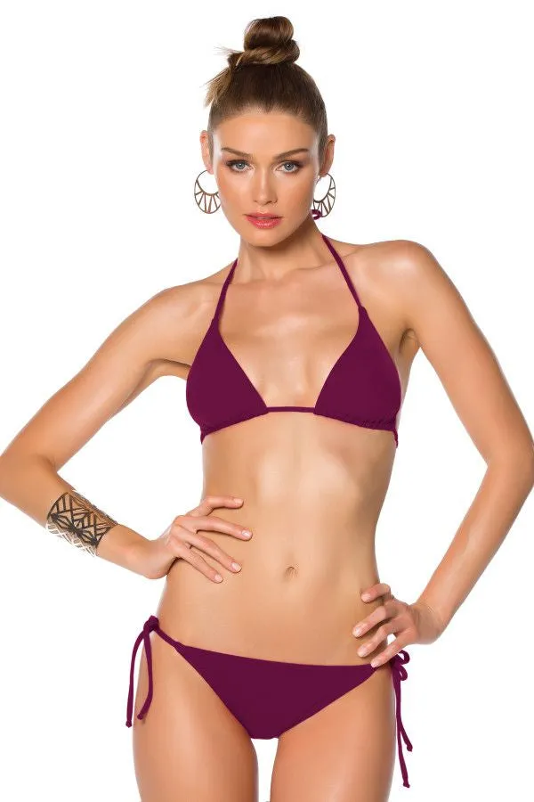 Becca By Rebecca Virtue Color Code Marsala Basic Tie Side Bikini Bottom
