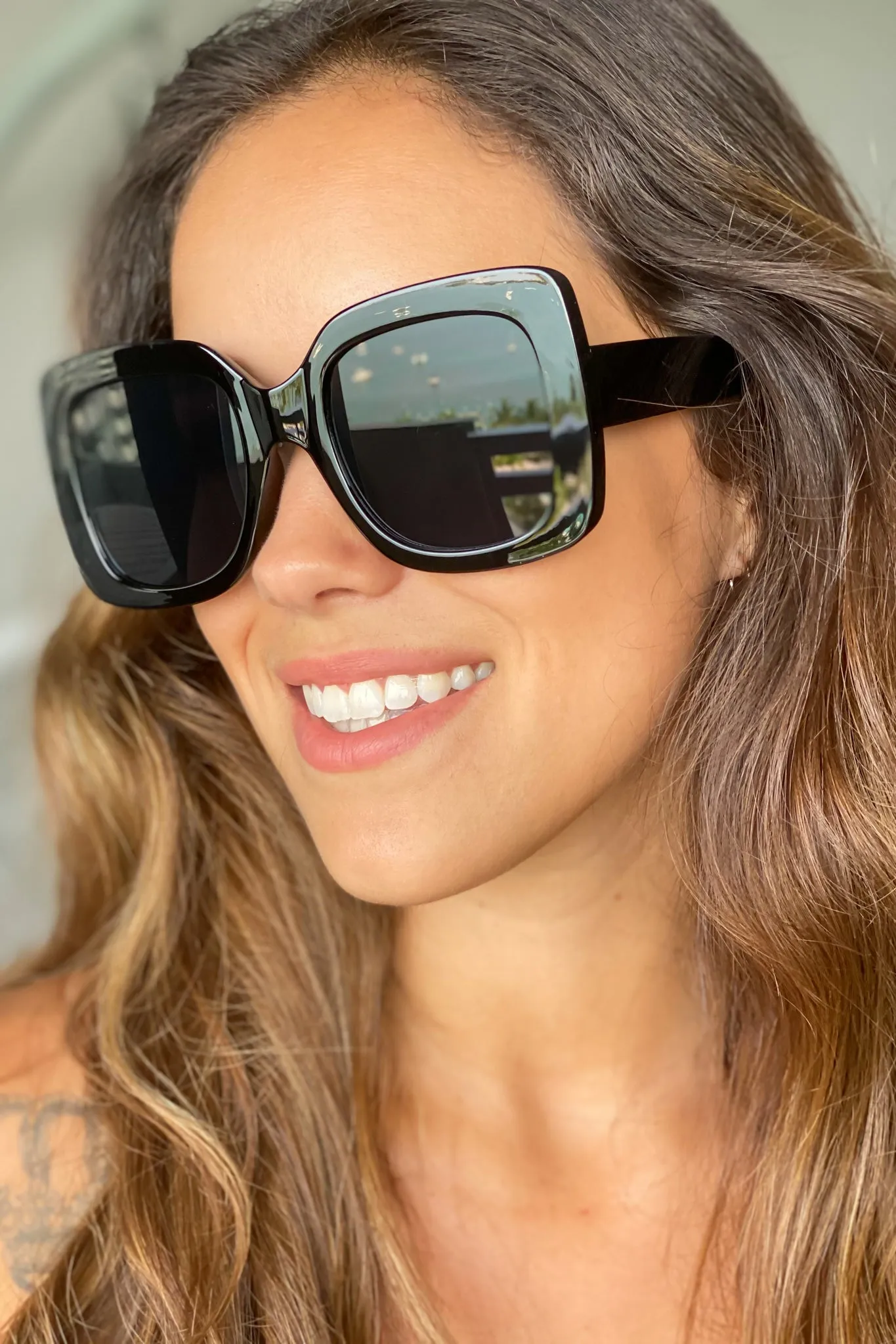Black Wide Frame Sunglasses
