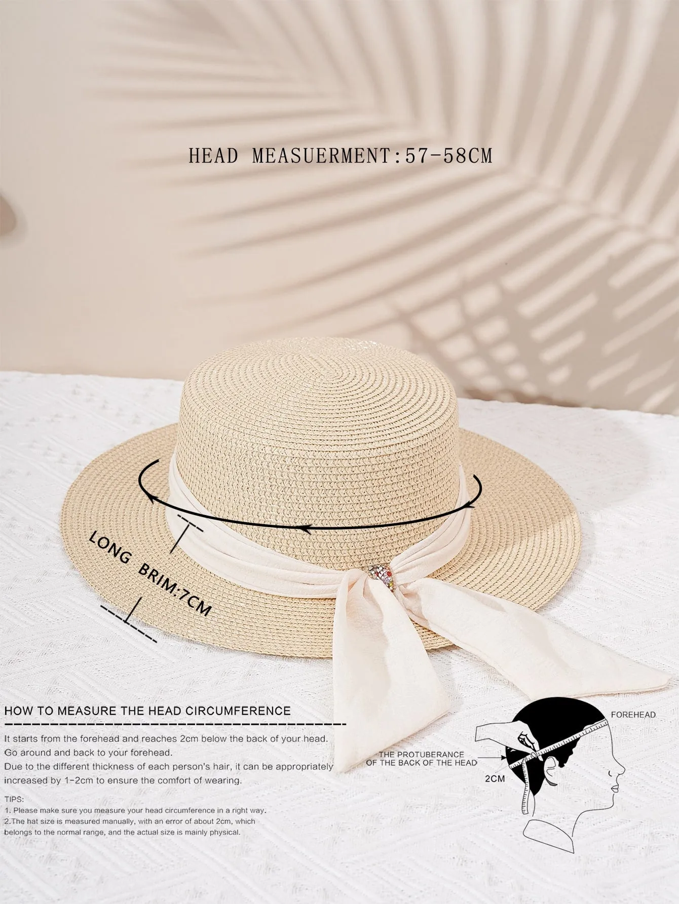 Boho 1pc Y2k Style Women's Diamond Buckle Straw Hat With Breathable Ribbon & Sun Protection Function, Suitable For Outdoor Beach Wear