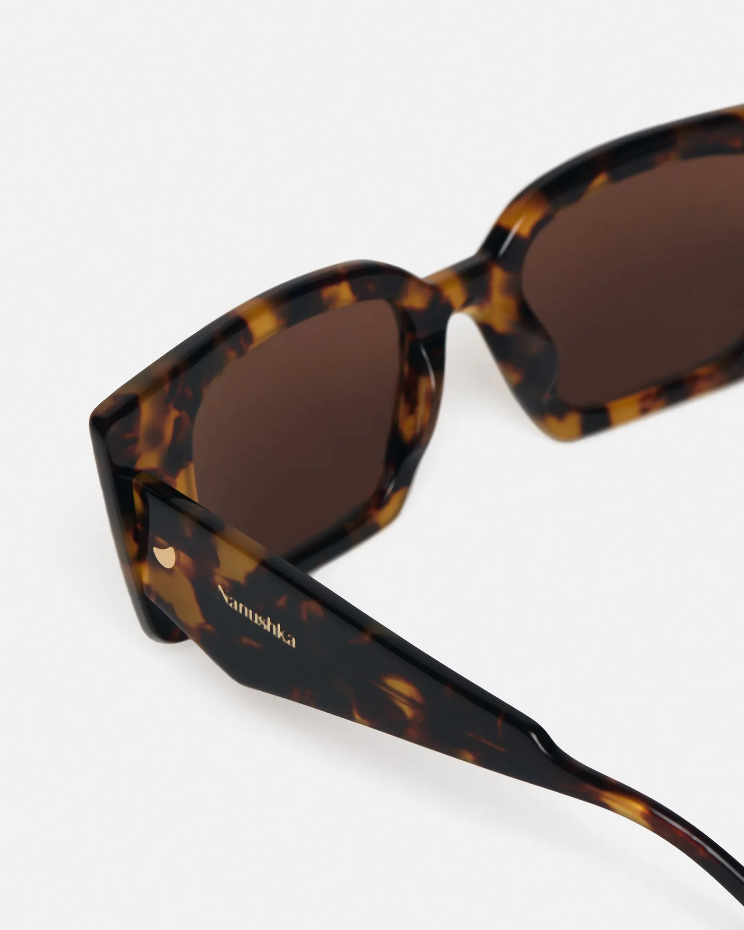 Carmel - Bio-Plastic Rectangle-Frame Sunglasses - Dark Amber