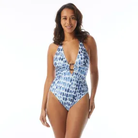 Carmen Marc Valvo Almafi Coast Deep V-Neck One Piece