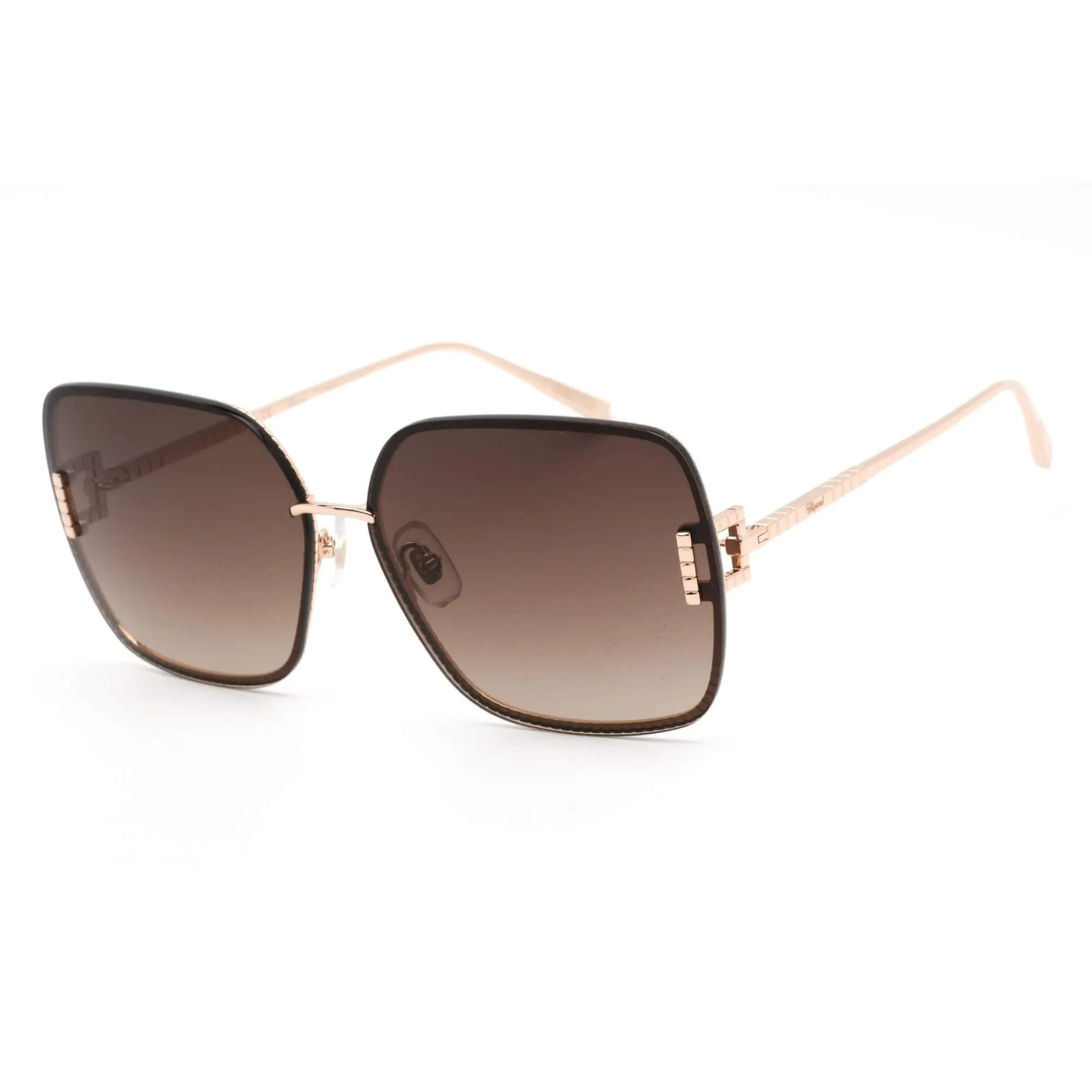 Chopard Women's Sunglasses - Shiny Copper Gold/Black Cat Eye Shaped Frame SCHF72M 08FC