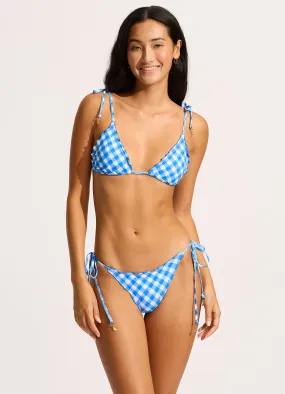 Ciao Bella Check Slide Triangle Bikini Top - Azure