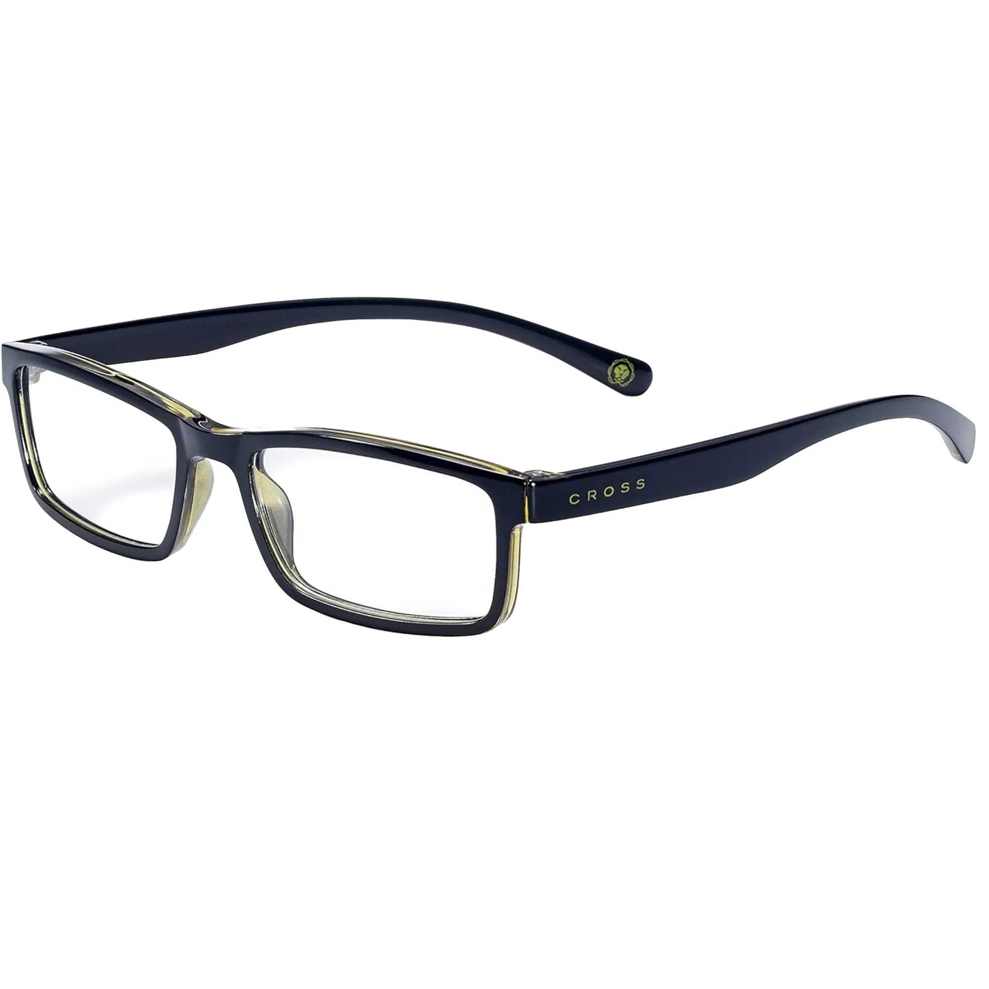 Cross Unisex Reading Glasses - Stanford Black Rectangular Frame,  2.00 | RD0190-1E