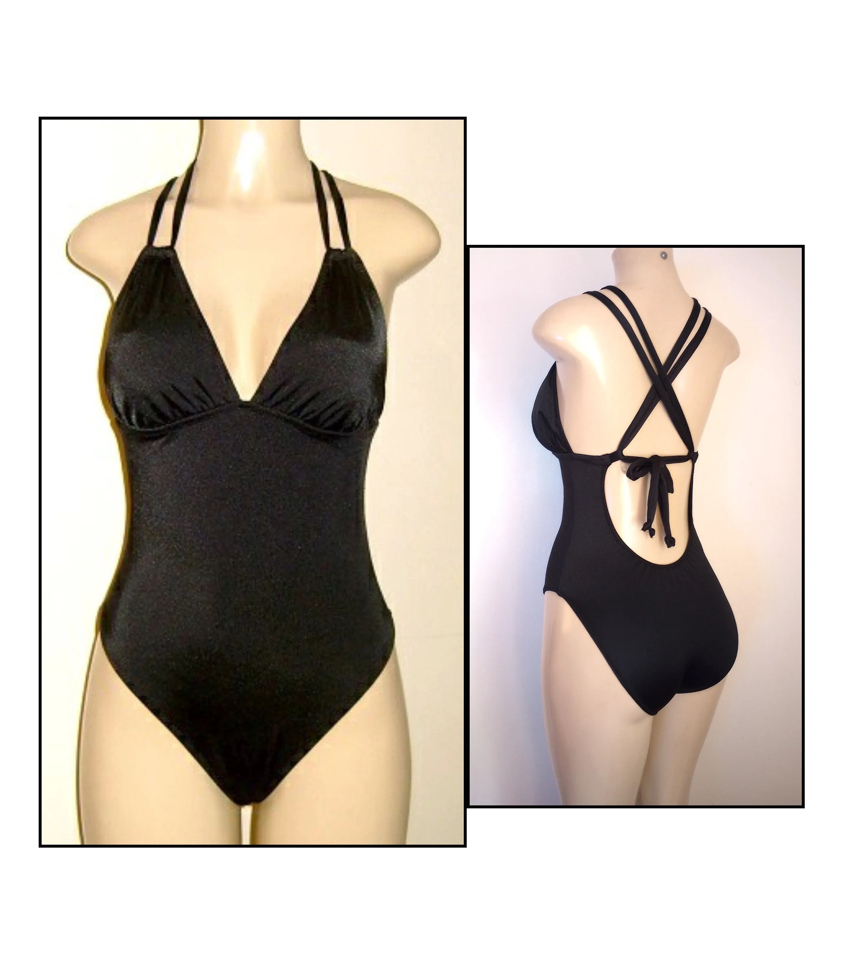 Double String One Piece Swimsuit High Leg