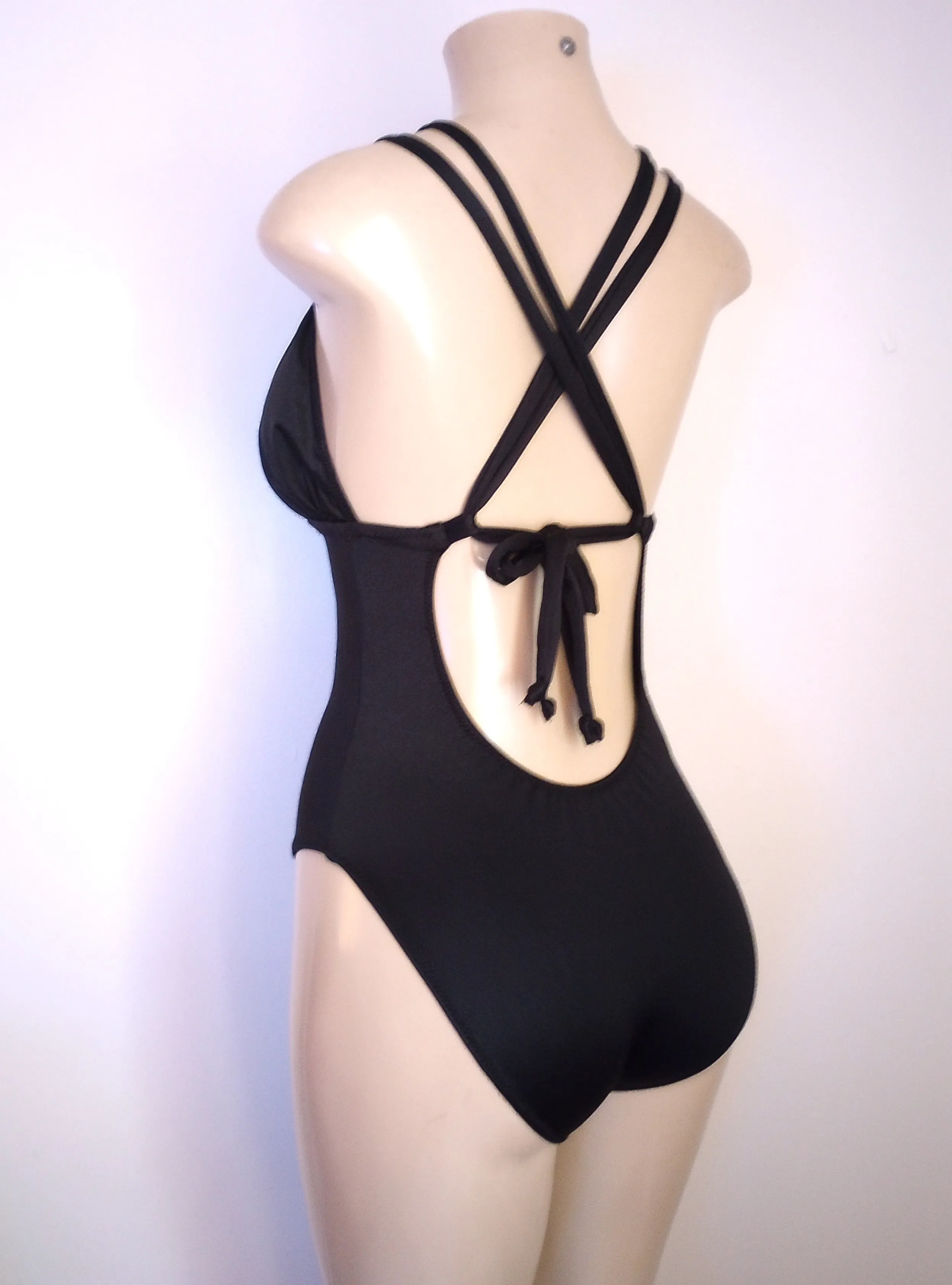 Double String One Piece Swimsuit High Leg