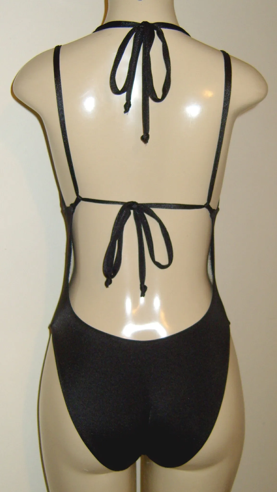 Double String One Piece Swimsuit High Leg