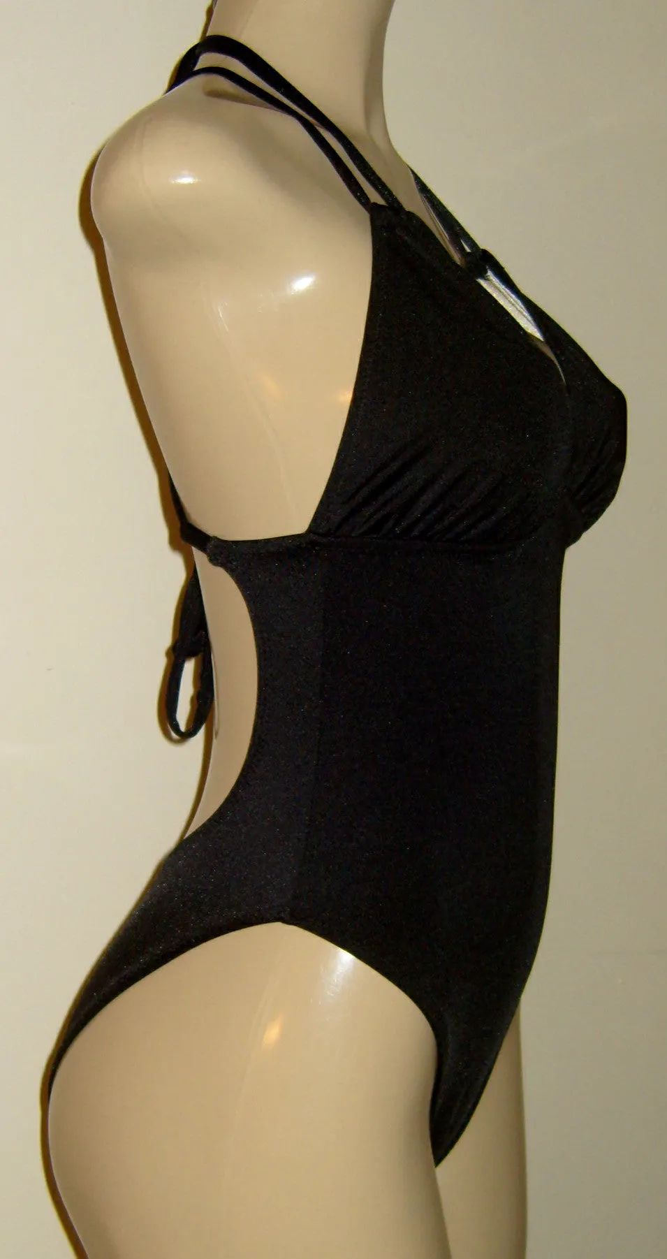 Double String One Piece Swimsuit High Leg