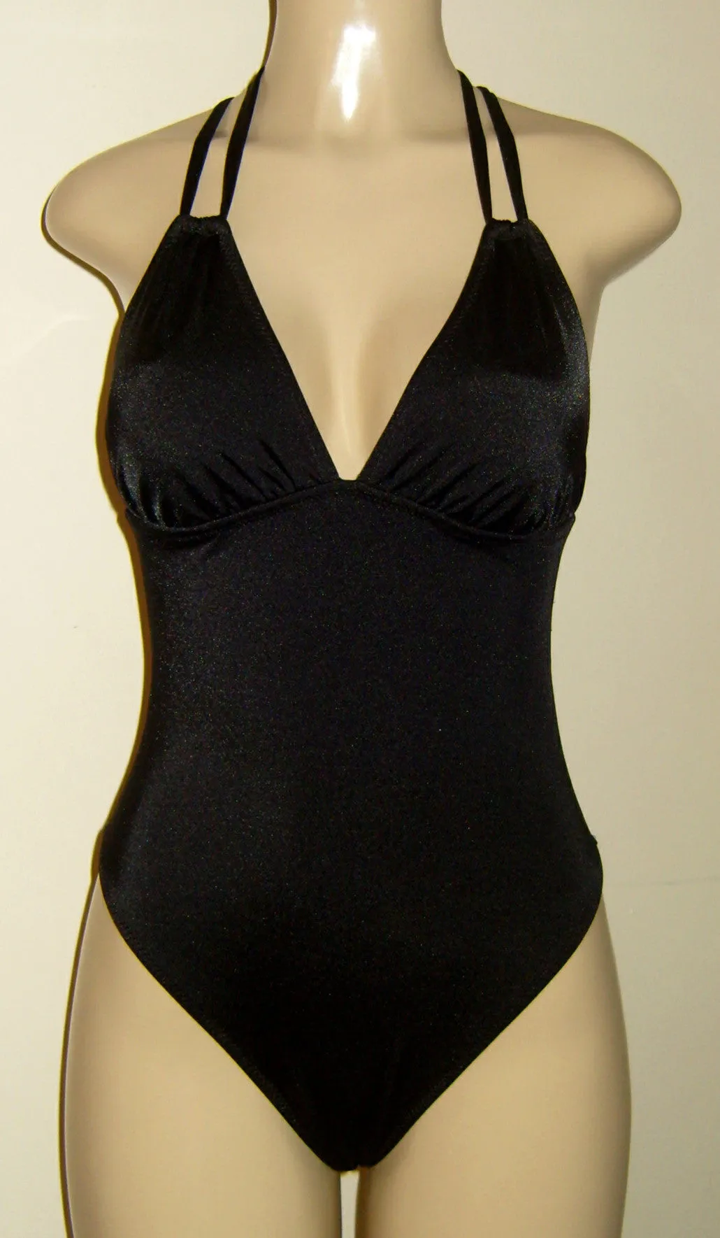 Double String One Piece Swimsuit High Leg