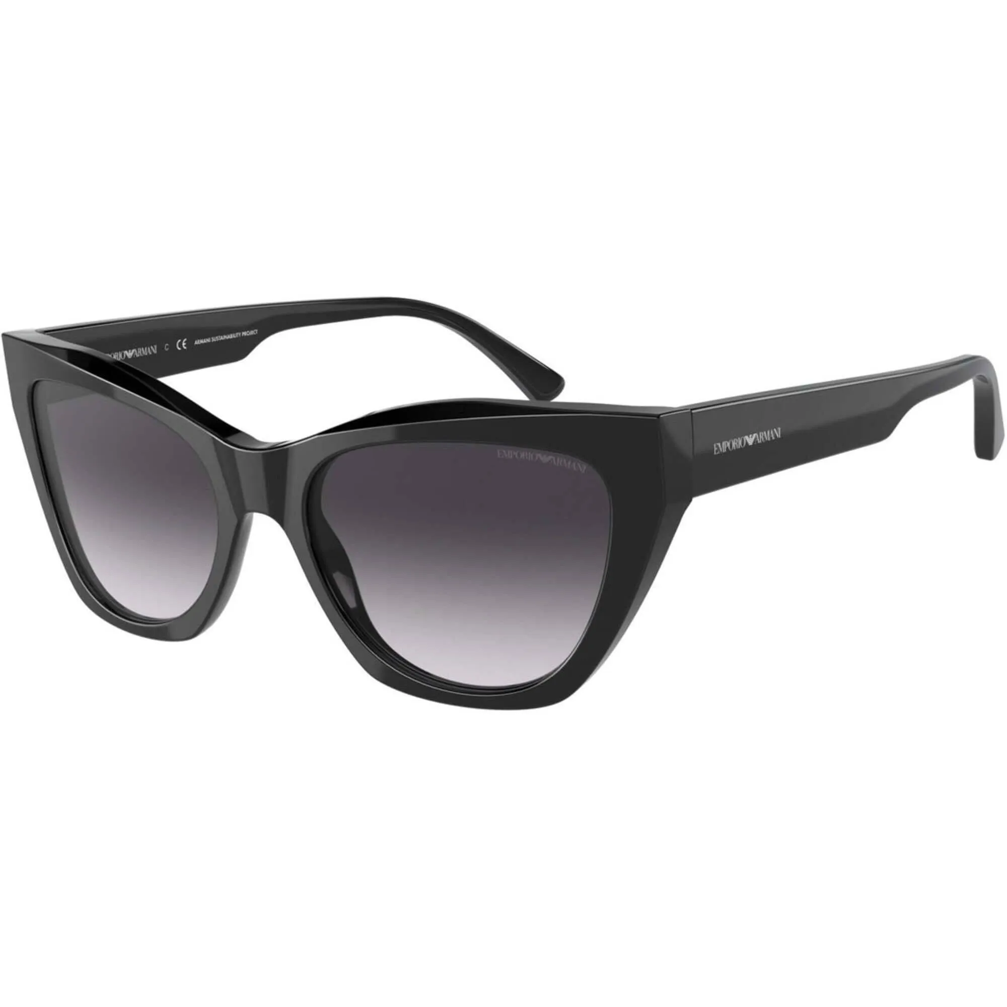 Emporio Armani Women's Sunglasses - Shiny Black Plastic Cat Eye Frame | 4176F 54108G