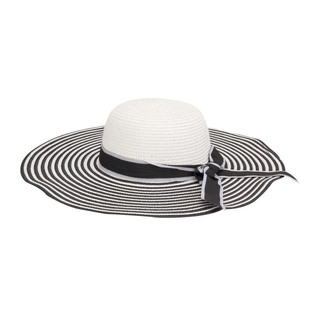 FabSeasons Black Wavy Long Brim Sun Hat