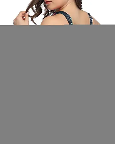 Fashionable Front Cross Tummy Control Swimwear-Black Floral