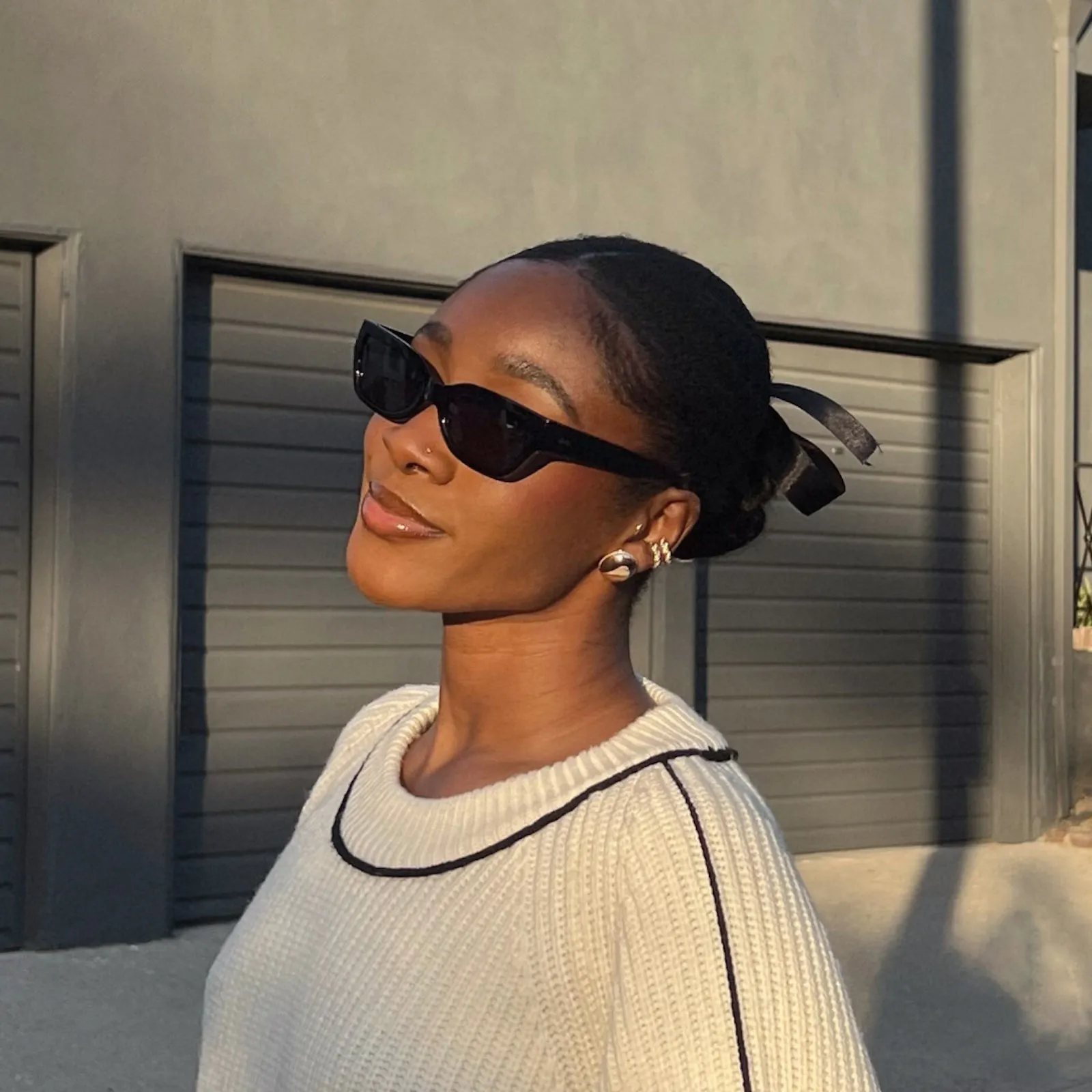 fiancé - glossy black sunglasses