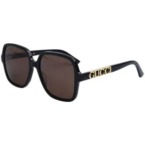 Gucci Women's Sunglasses - Black Full Rim Square Frame Brown Lens | GG1189S 001