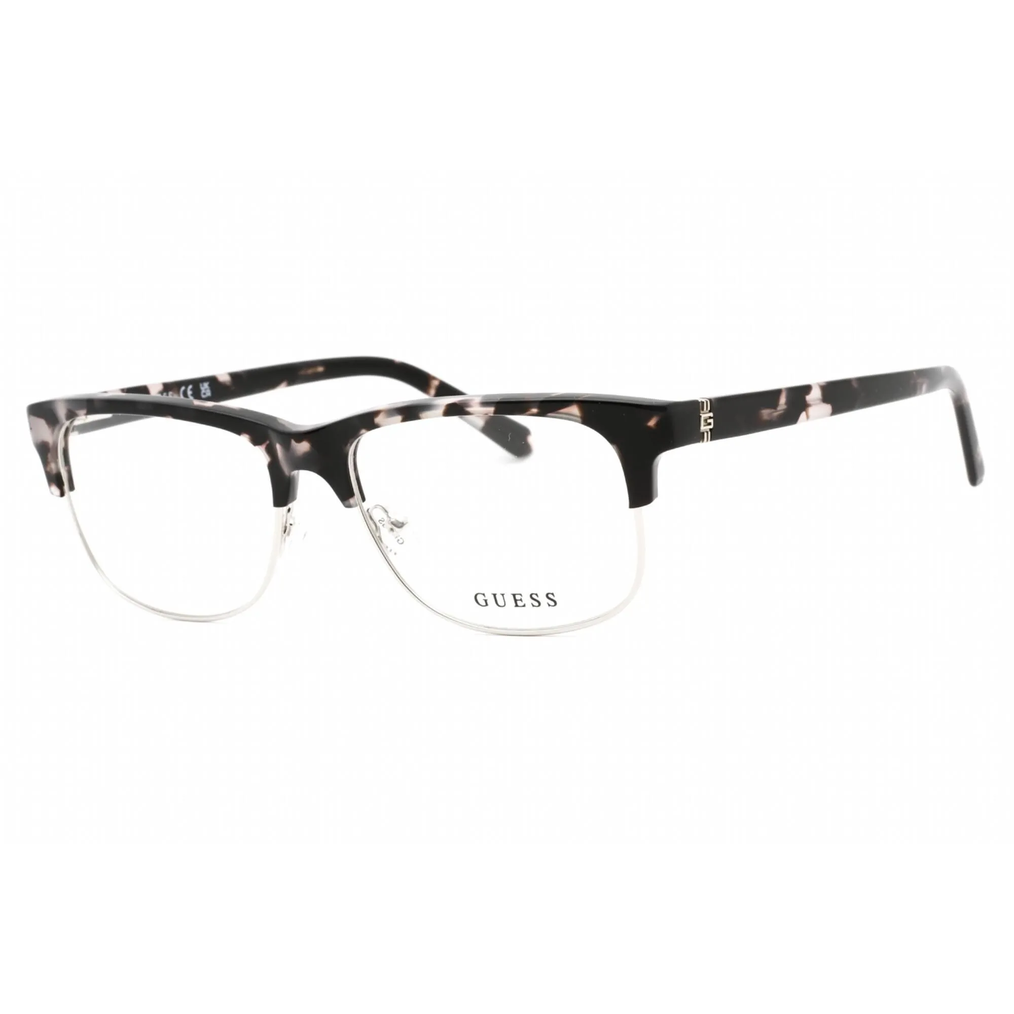 Guess Men's Eyeglasses - Clear Demo Lens Grey Tortoise Rectangular Frame | GU50081 020