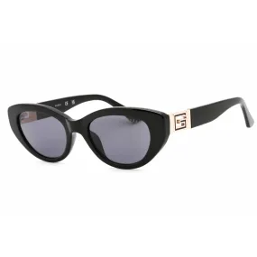 Guess Women's Sunglasses - Full Rim Shiny Black Plastic Oval Shape Frame | GU7849 01A