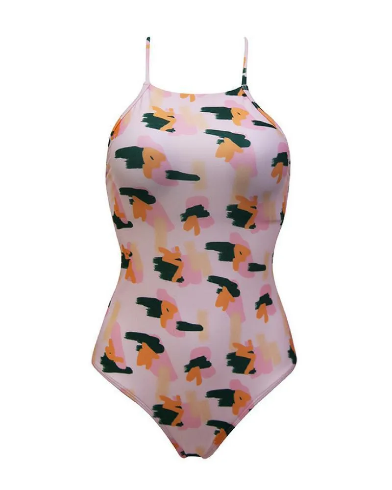 Lace-Up Back One Piece Swimsuits