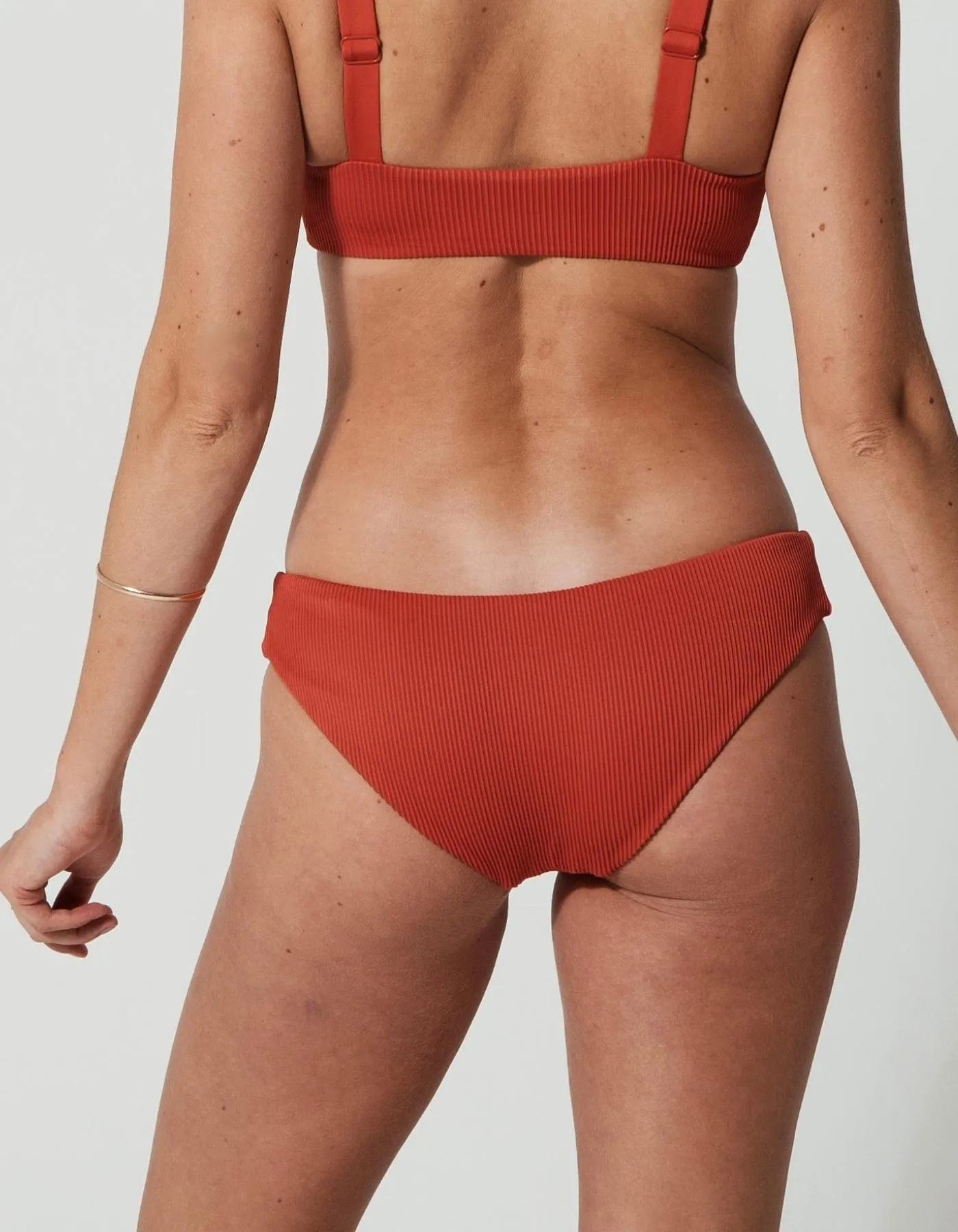 Low Waist Coral Womens Ribbed Bikini Bottoms