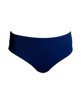Mid Waist Midnight Blue Womens Ribbed Bikini Bottoms