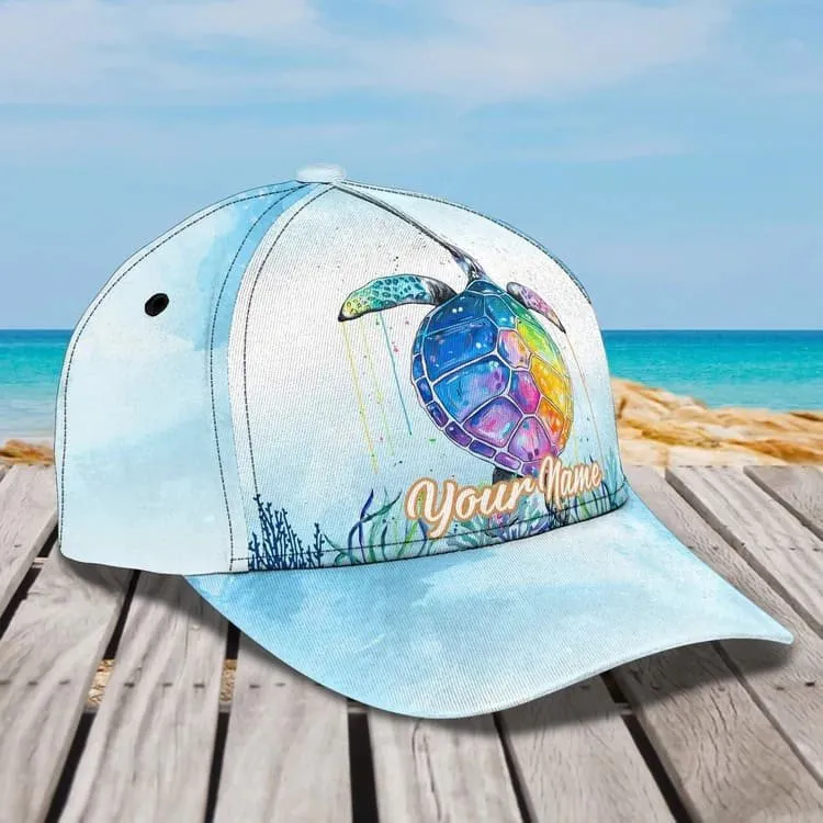 Personalized Turtle Cap for Son, Summer Beach Turtle Hat for Him Turtle Lovers Summer Holiday