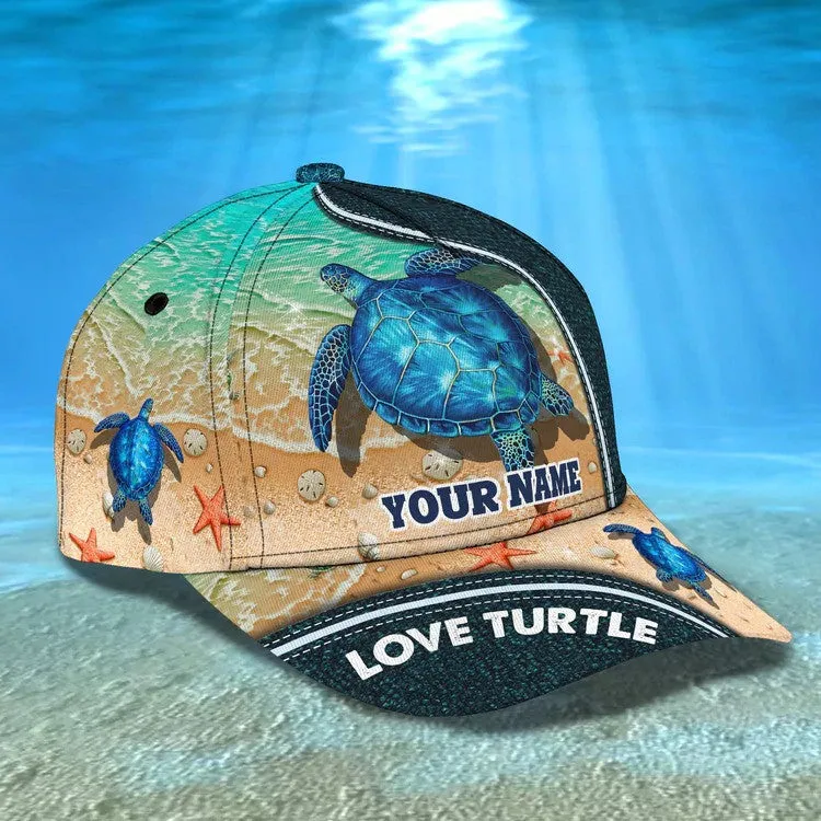 Personalized Turtle Cap for Son, Summer Beach Turtle Hat for Him Turtle Lovers Summer Holiday