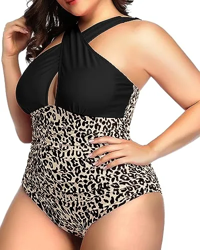Plus Size Crisscross Keyhole One Piece Swimsuit