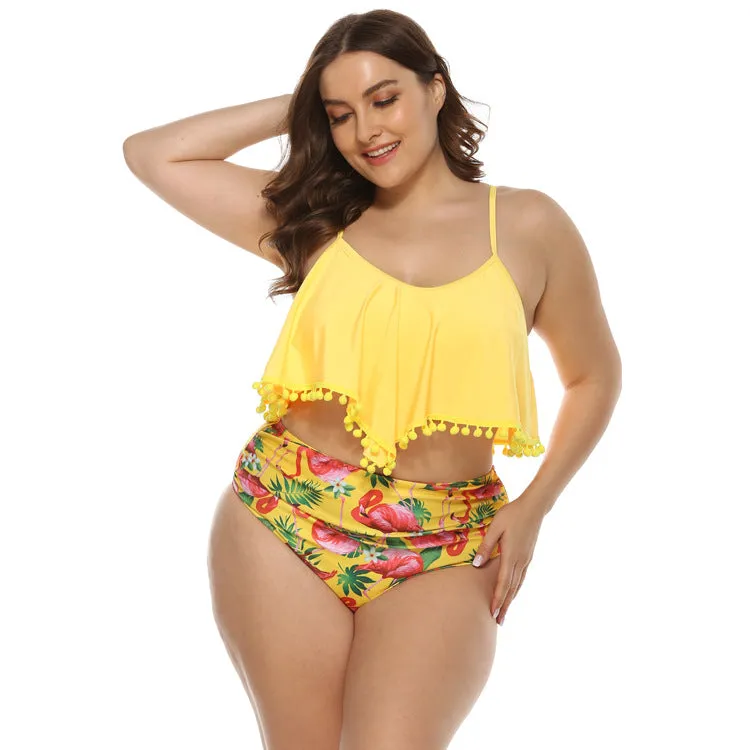 Plus Size Tropical Print Bikini