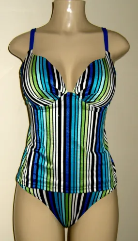 Push up underwire open back tankini top | Low-rise timeless bikini bottom