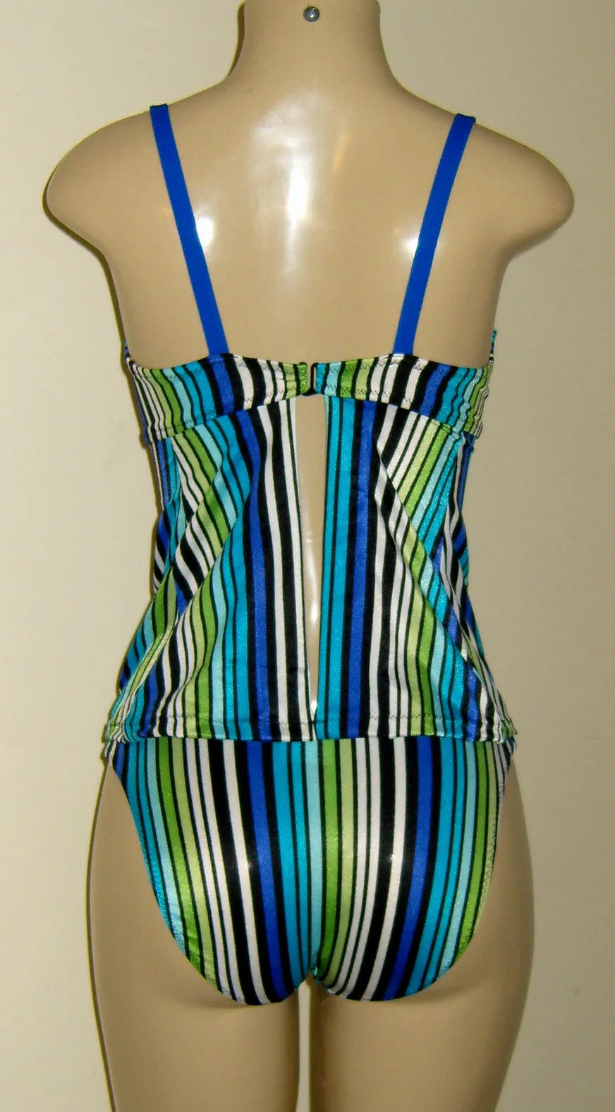 Push up underwire open back tankini top | Low-rise timeless bikini bottom