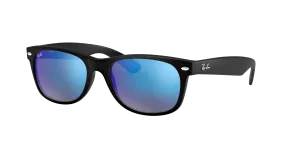 RAY-BAN New Wayfarer Flash Rubber Black - Grey Mirror Blue Sunglasses