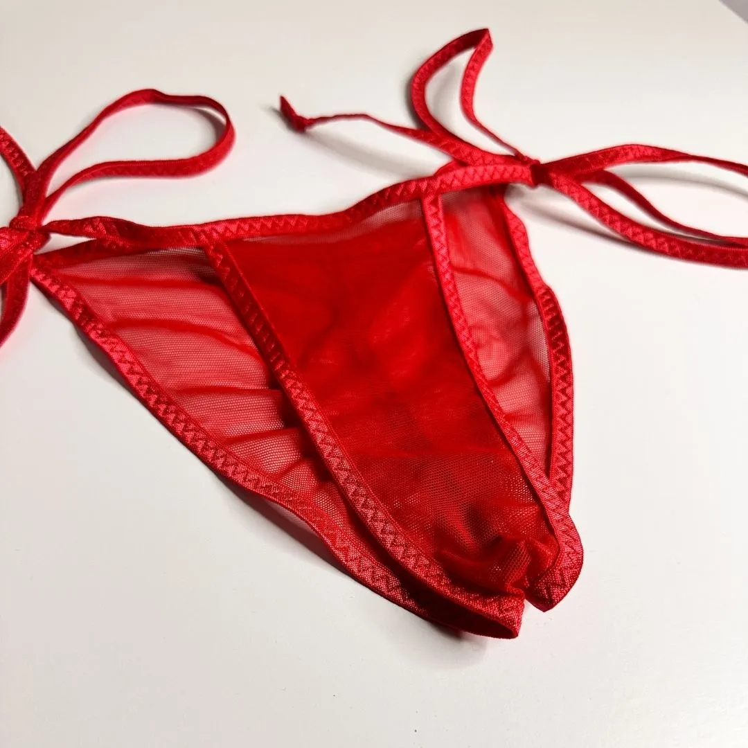 Red Mesh - Completely See Through - Scrunch Butt Only