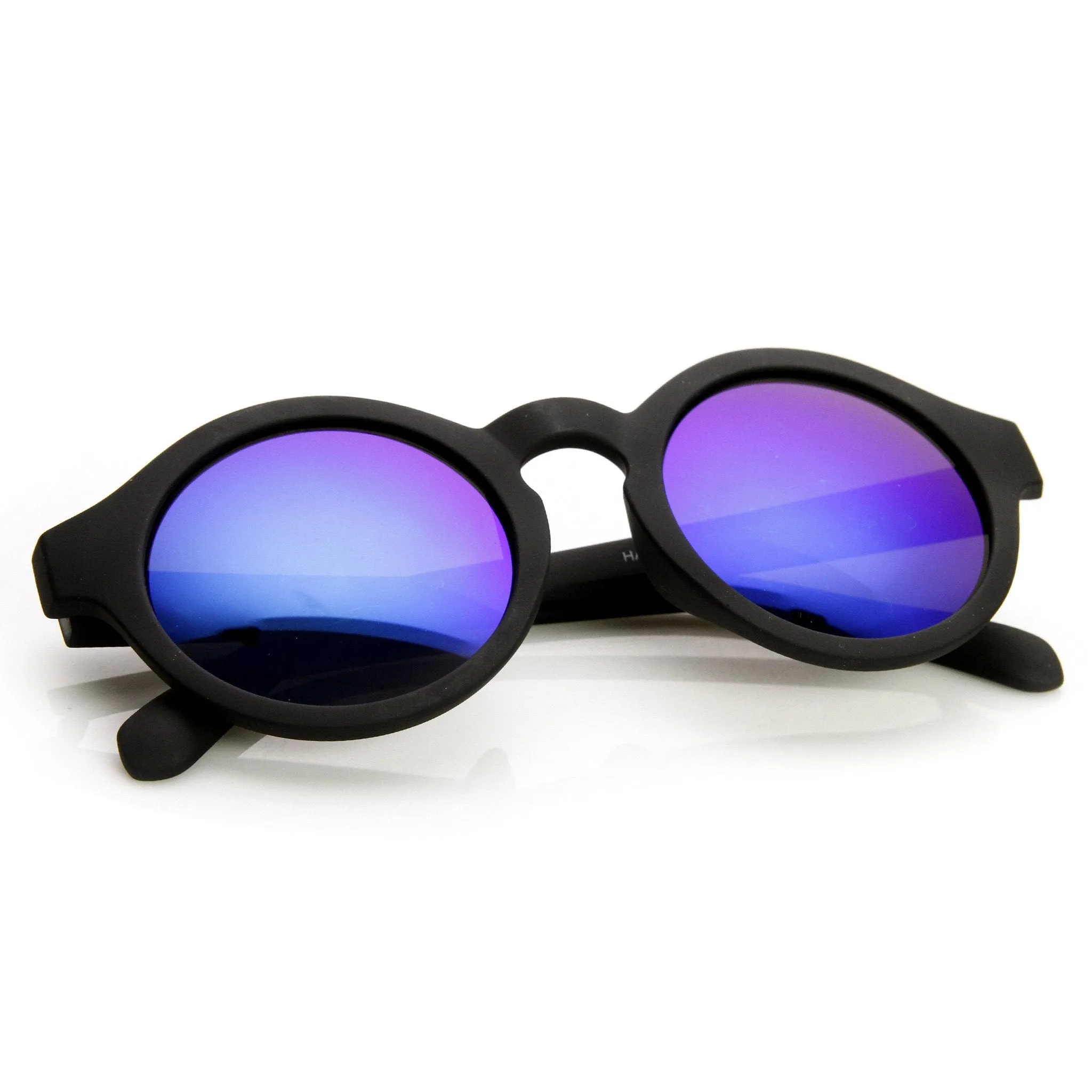 Retro Flash Mirrored Lens Keyhole Round Sunglasses 9312