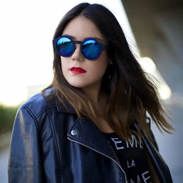 Retro Flash Mirrored Lens Keyhole Round Sunglasses 9312