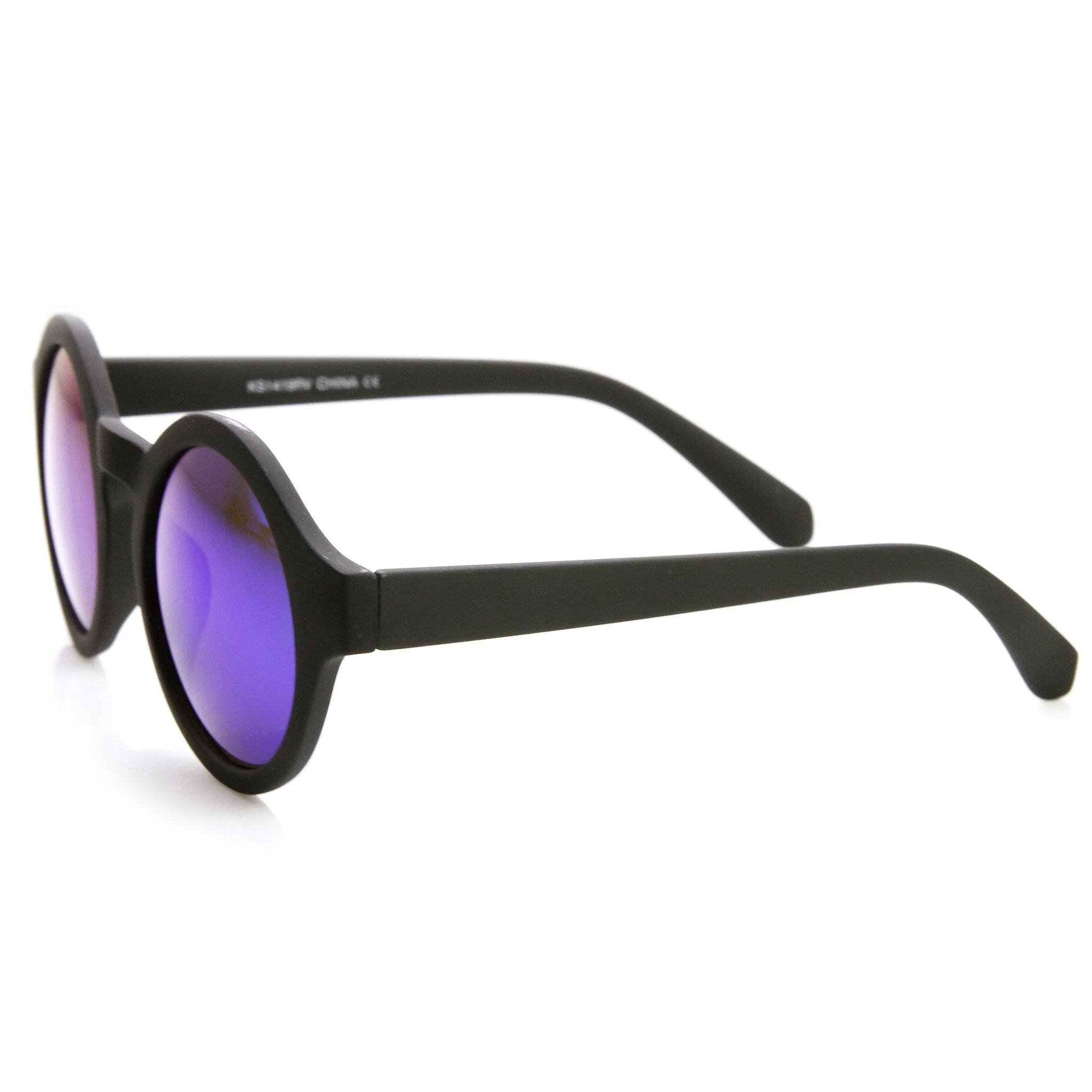 Retro Flash Mirrored Lens Keyhole Round Sunglasses 9312
