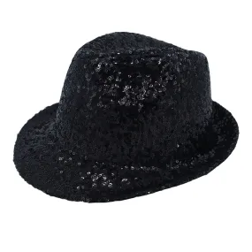 Sequins Bling Fedora Hat Sparkle Shining Bucket Cap for Adults Costume YT61411