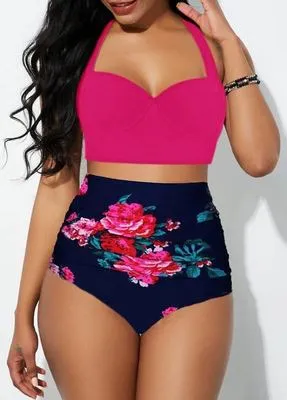 Sexy High Waist Bikini Swimsuit Women Swimwear Print Push Up Bikini Set Bandeau Two Piece Suit Beach Wear Swimming Suit 2020 New