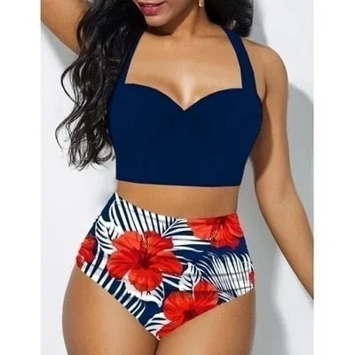 Sexy High Waist Bikini Swimsuit Women Swimwear Print Push Up Bikini Set Bandeau Two Piece Suit Beach Wear Swimming Suit 2020 New