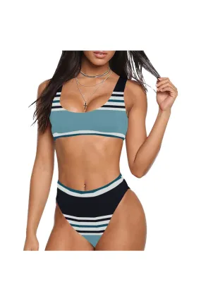 Solid and Stripes Sport Top & High-Waist Bikini Swimsuit