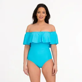 Solid Ruffle One Piece with High Leg